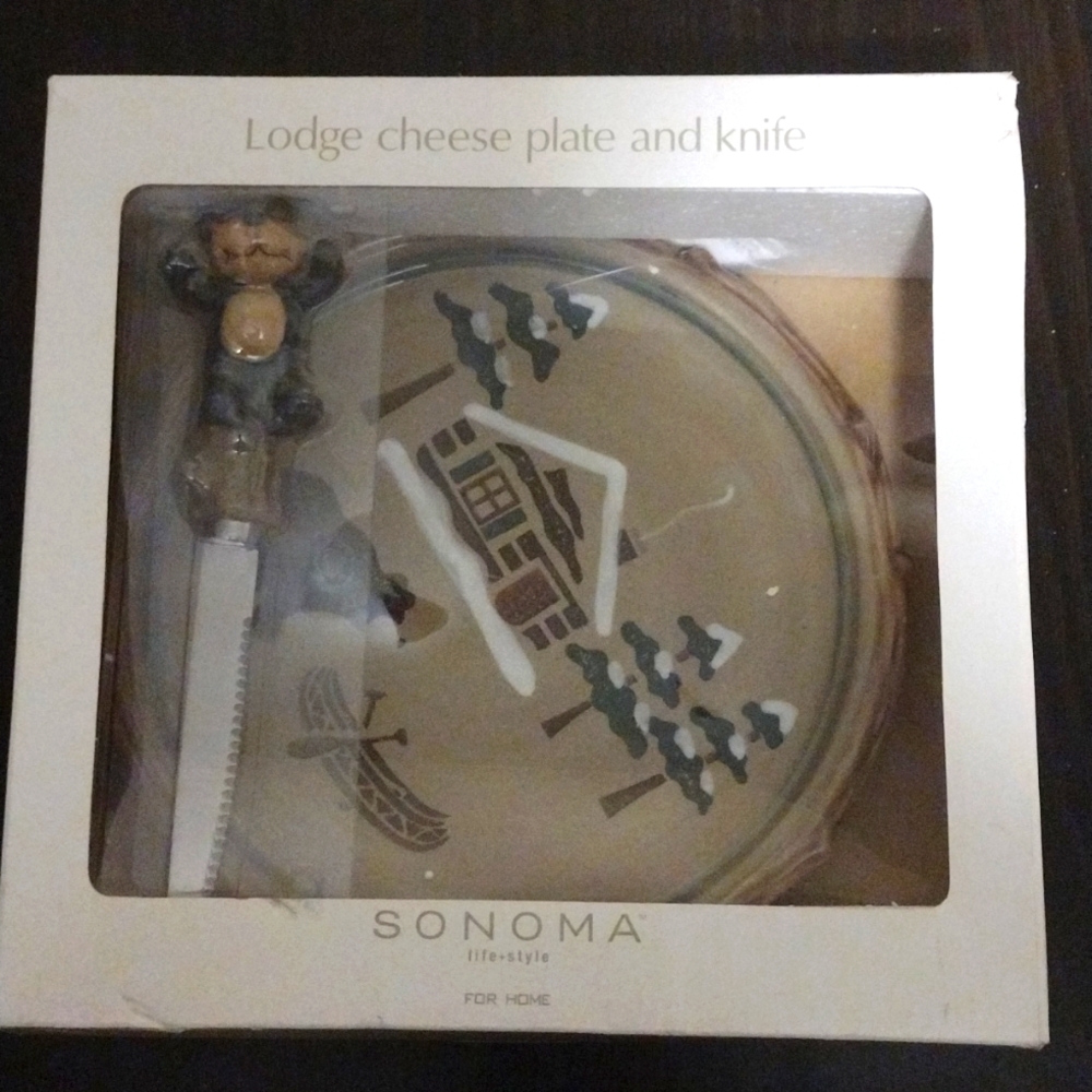 William Sonoma Lodge cheese plate and knife